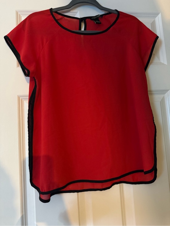 Apt. 9 Tops - Apt. 9 Red Sheer Blouse with Black Trim